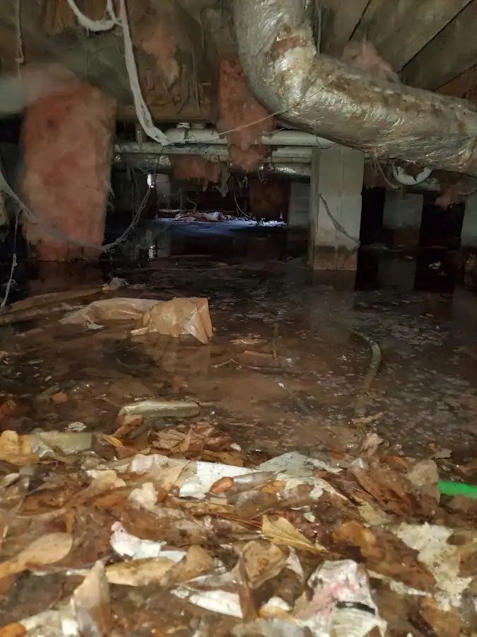 Crawl space flood assessment for Commercial Water Damage Restoration in Dos Palos